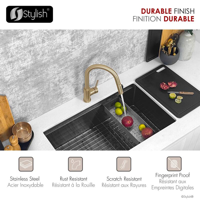 Modena Single Handle Brushed Gold Pull Down Kitchen Faucet with Reversible Osmosis
