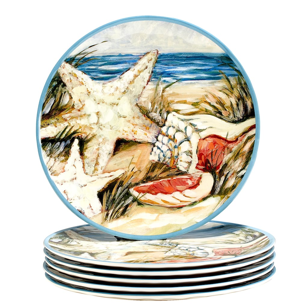 Certified International Seacoast Melamine 11" Dinner Plates, Set of 6 - 11" Diameter x 1"