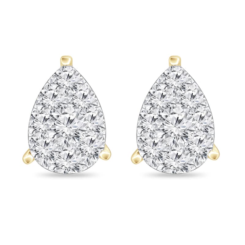 Auriya 14k Gold 1ctw Teardrop Pave Diamond Stud Earrings (H-I, I1-I2)
