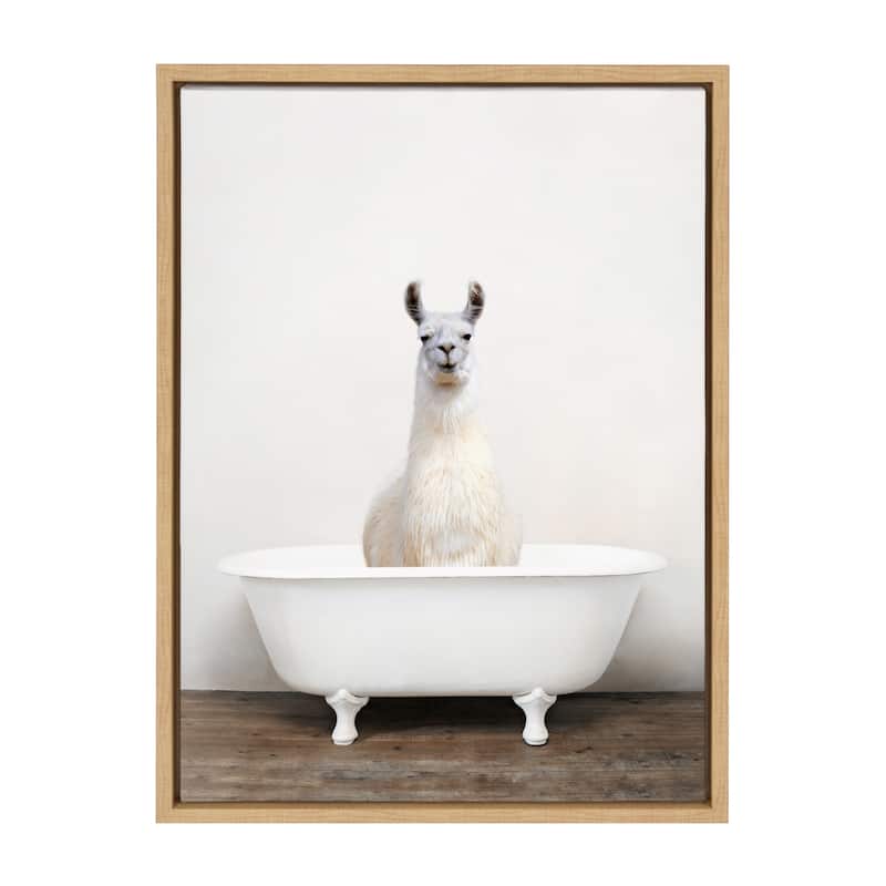 Kate and Laurel Sylvie Animal Tub Color Framed Canvas by Amy Peterson