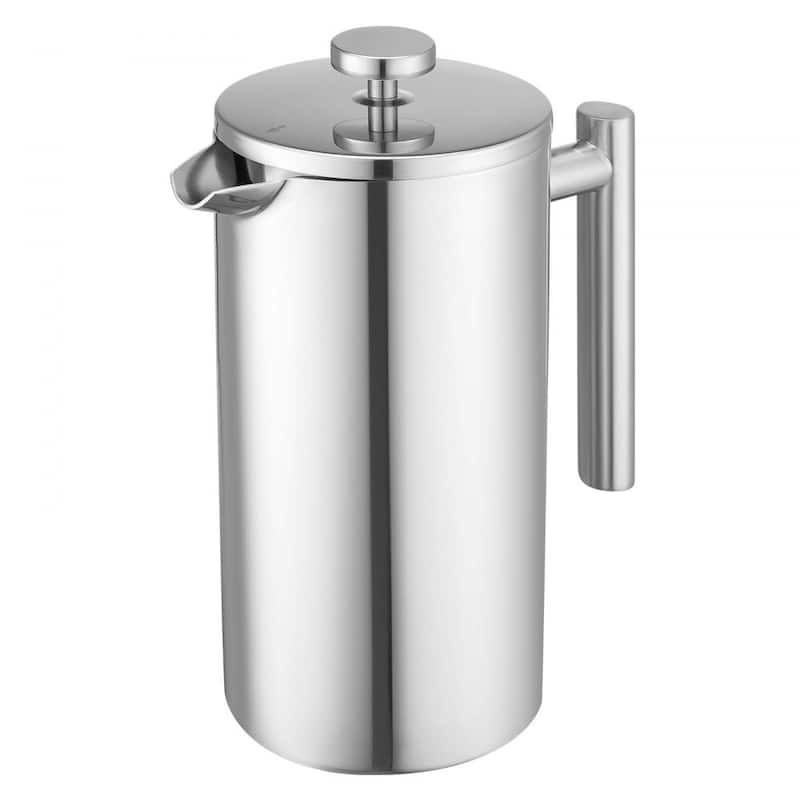 Silver Stainless Steel French Press Coffee Maker Portable