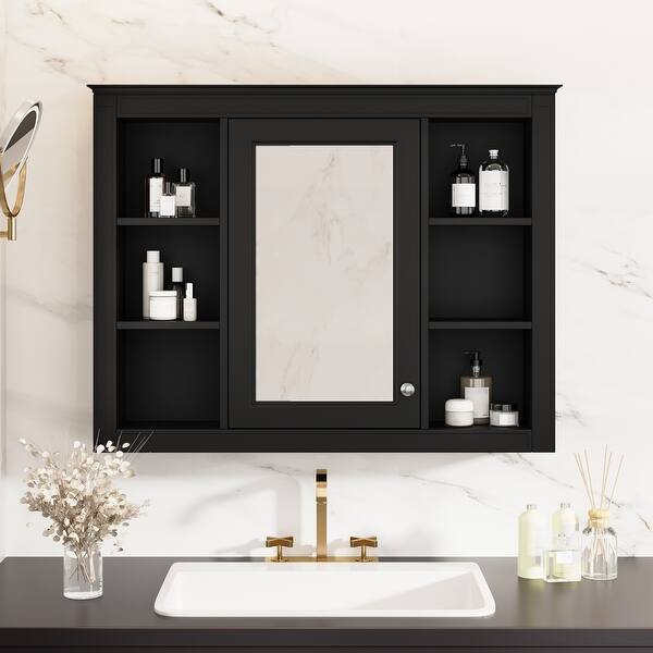 White Bathroom Wall Cabinet Storage 2 Door Cupboard Mdf Shelves Vanity by eBay