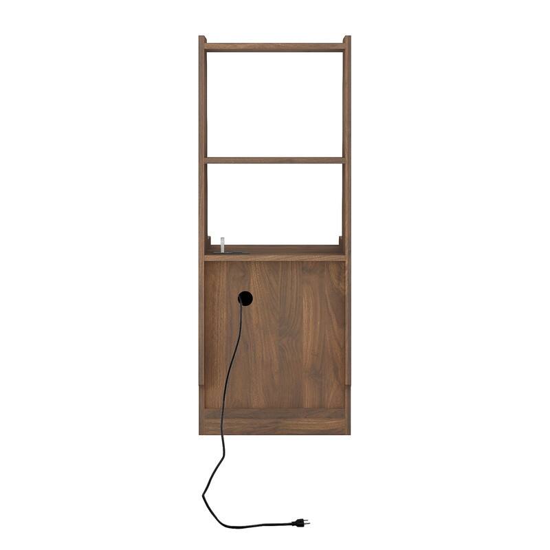 Nightstand with Charging Station, Smart Nightstand with Night Light, Modern Night Stand with Bookshelf, Bedside Tables