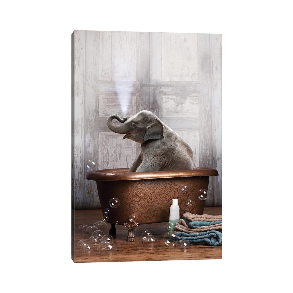 iCanvas "Elephant In The Tub" by Domonique Brown Canvas Print