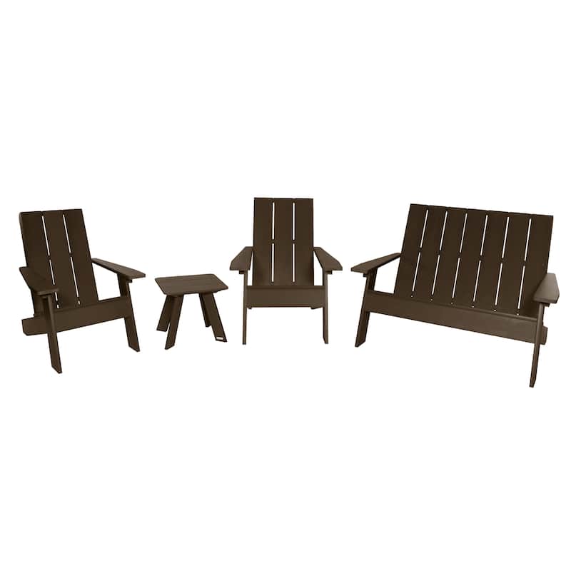 HIGHWOOD Italica Modern 4-Piece Adirondack Patio Set - Weathered Acorn