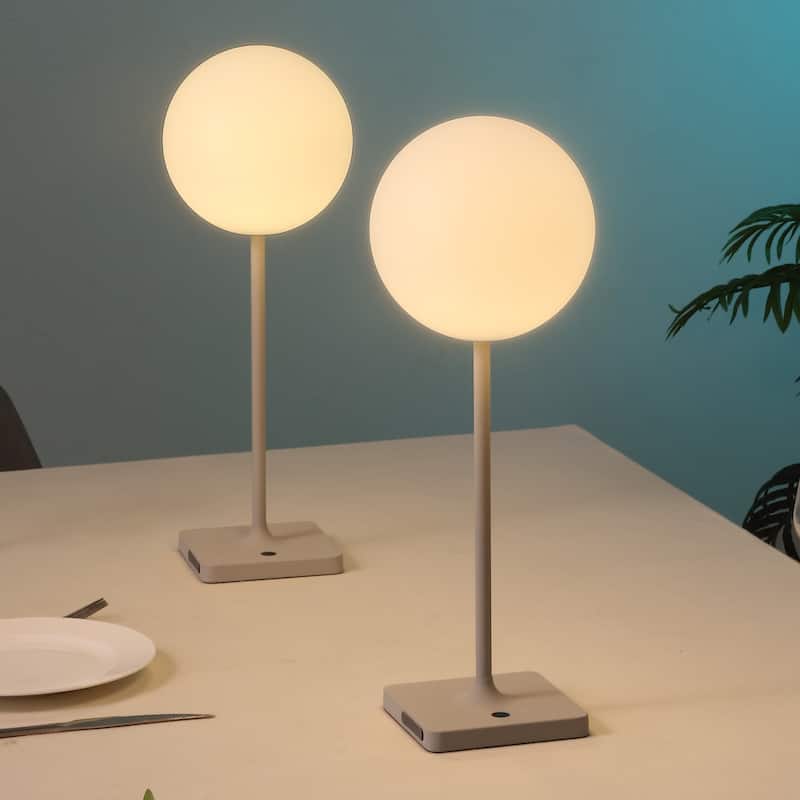 17.5" Modern LED Table Lamp, Dimmable, Cordless, Touch Sensor (Set of 2) - 17.50 - Gray