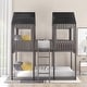 preview thumbnail 4 of 26, Full Over Full Wood Bunk Bed with Roof, Window, Guardrail & Ladder, Playhouse-Inspired, Safe & Durable Design, Antique Grey