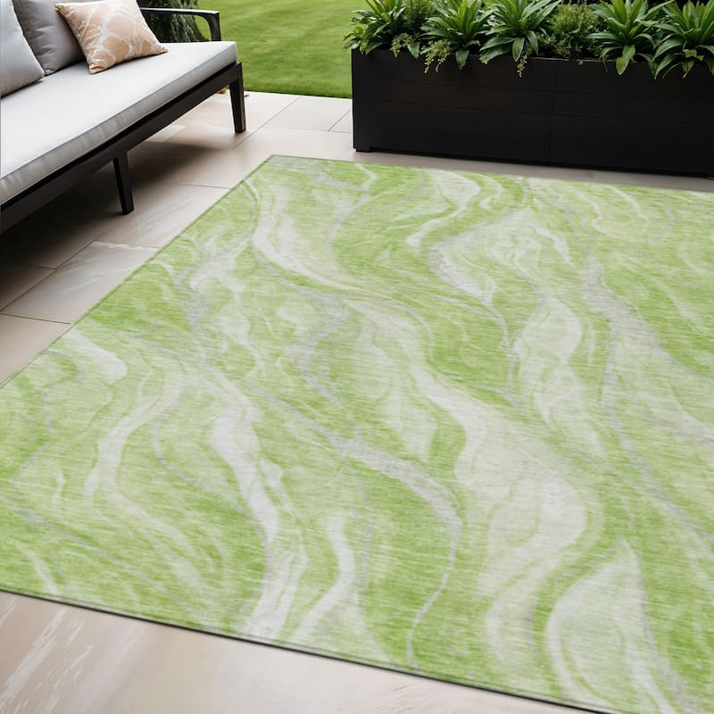 HomeRoots Abstract Transitional Rectangle Outdoor Rug - 5' X 8'