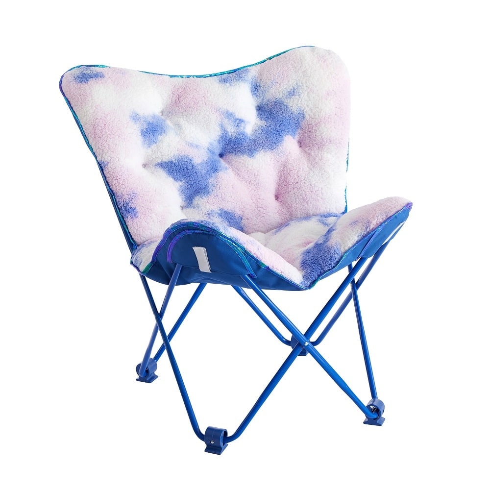 Urban Shop Soft Folding Butterfly Chair With Holographic Trim