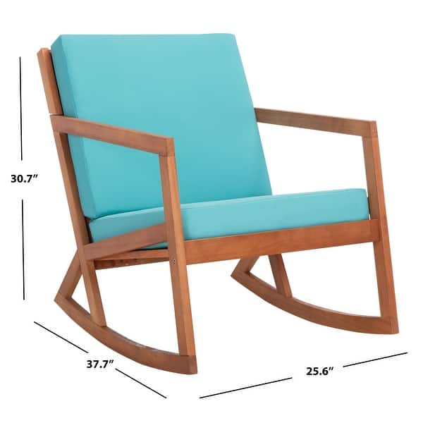 dimension image slide 2 of 6, SAFAVIEH Outdoor Patio Furniture Vernon Rocking Chair w/ Cushion - 25.6" W x 37.7" D x 30.7" H