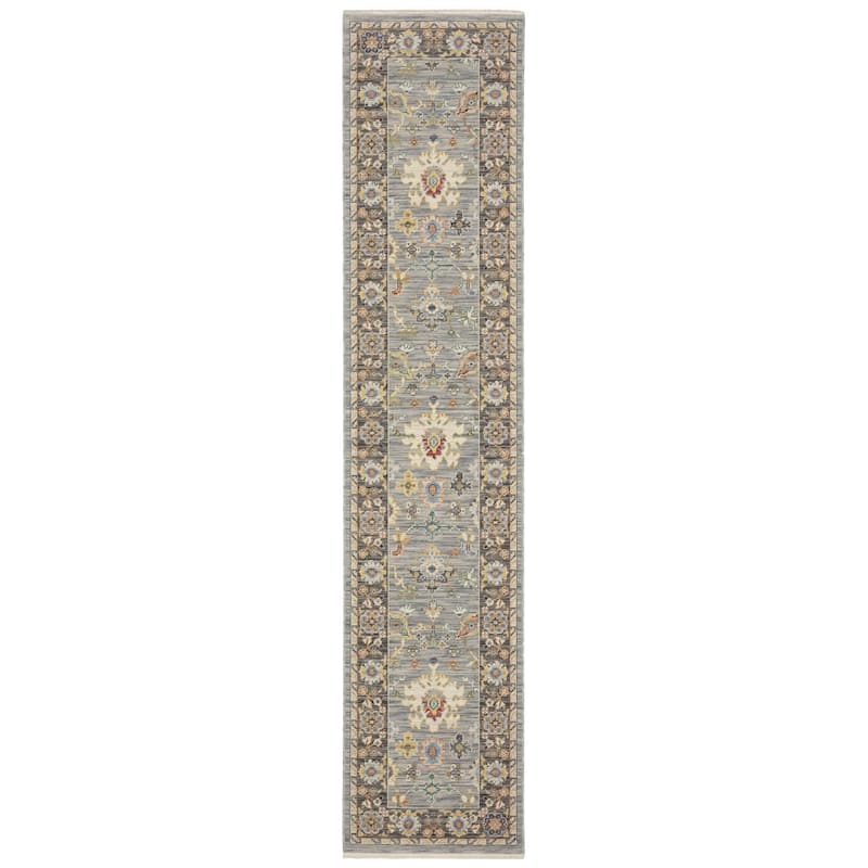 Style Haven Lawson Traditional Classic Wool Fringe Edge Area Rug - 2' 6" x 12' - Blue/ Multi - Runner