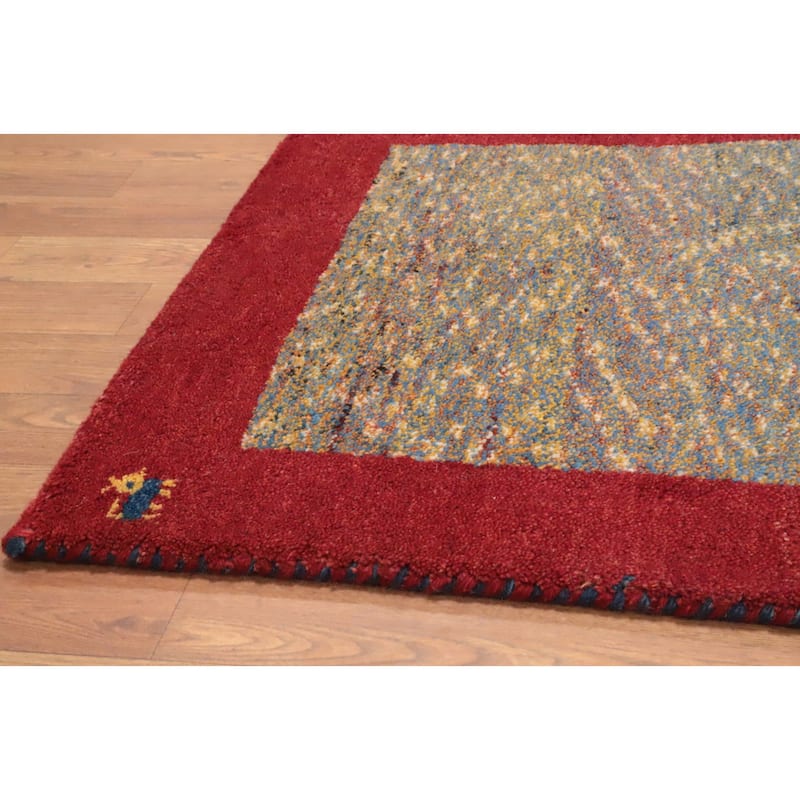 Hand Knotted Oriental 100% Wool Carpet Tribal Animal Pictorial Multi-Colored Gabbeh Area Rug - 3' 11'' X 2' 4''