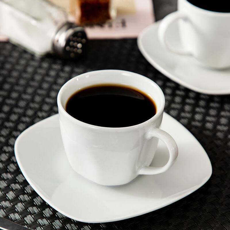MALACASA Elisa 6 Piece Ivory White Espresso Cup and Saucer