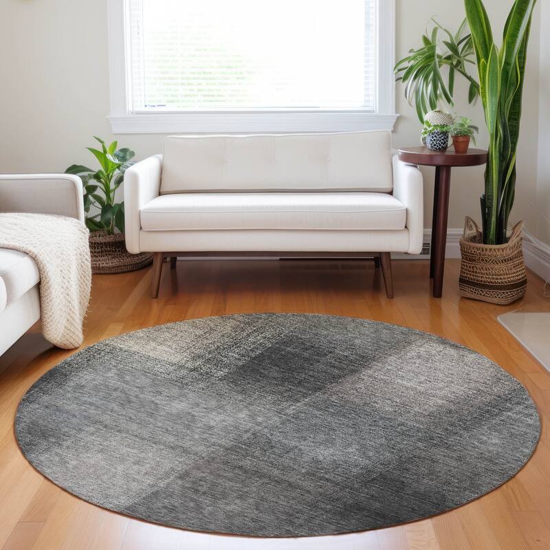 Premium Washable Super Soft Solid Ombre Mayfield Rug - Charcoal - 8' x 8' - Round