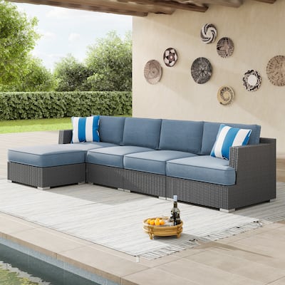 Corvus Ancud 5-piece Wicker Patio Conversation Set with Sunbrella Cushion & Sunbrella Pillows