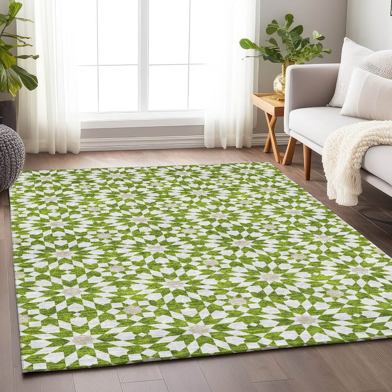 Premium Washable Super Soft Modern Mosaic Mayfield Rug - Lime - 10' x 14' - Rectangle
