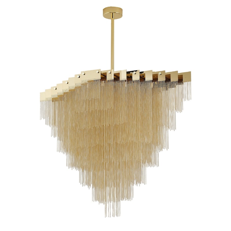 Transitional 20-Light Gold Aluminum Chains Chandelier