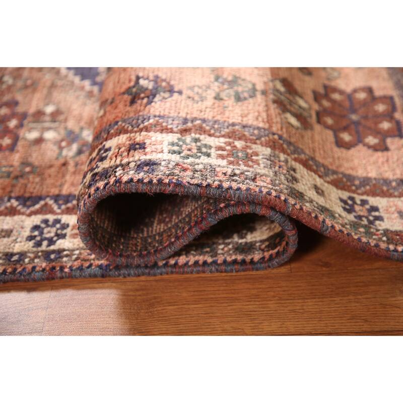 Tribal Pink Shiraz Persian Vintage Area Rug Handmade Wool Carpet - 3'7"x 4'7"