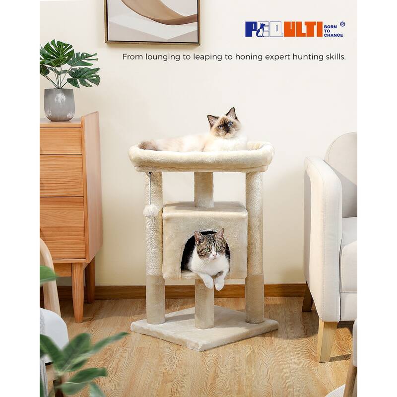 29" Indoor Cat Tree Tower Cat Condo with Scratching Posts & Plush Perch