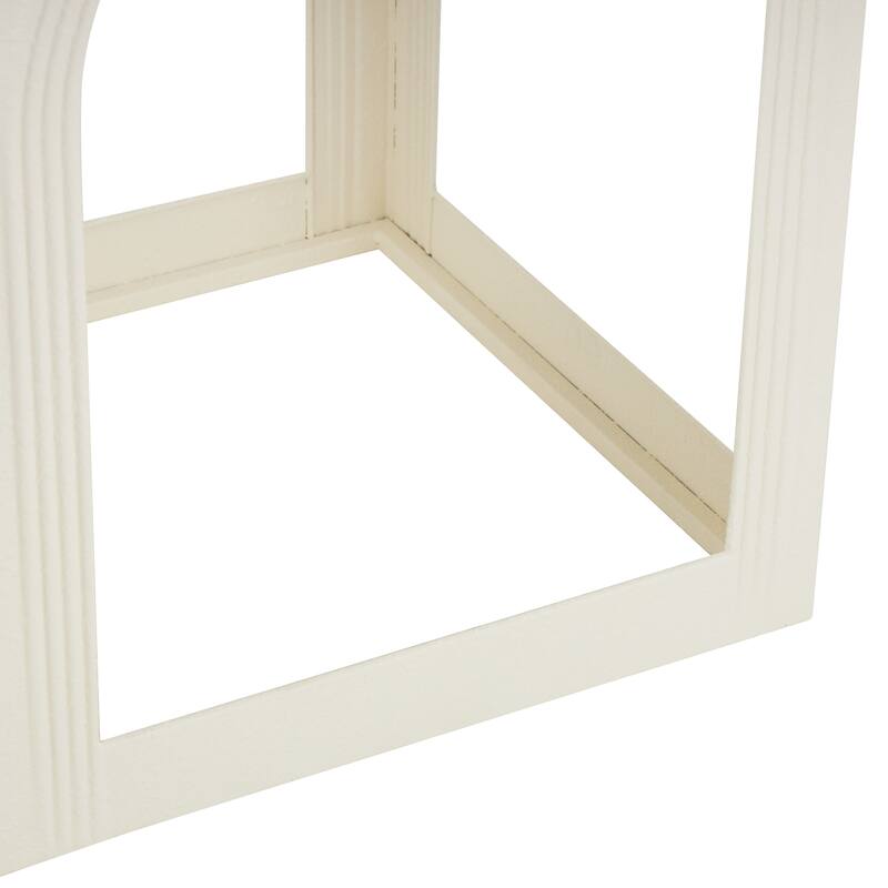 White Metal Nested Side End Accent Table with Arched Cutouts (Set of 3)