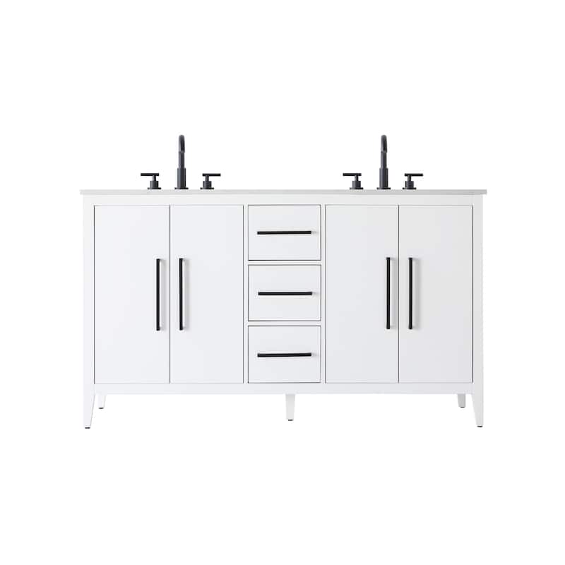 Elegant Lighting VF29360D Millie 60" Free Standing Double Basin Vanity - White