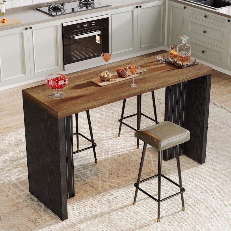 Home Bar Unit, 55.12-Inch Bar Table with Large Tabletop - 55.12" L x 19.69" W x 35.83" H
