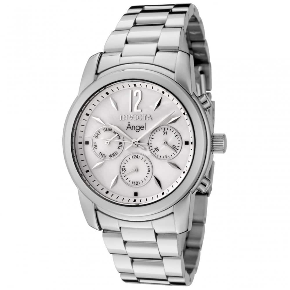 Invicta Women's 'Angel' Mother of Pearl Dial Stainless Steel Watch