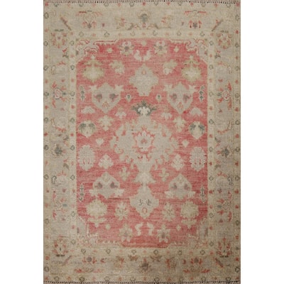 Muted Oushak Geometric Turkish Oriental Rug Hand-knotted Wool Carpet - 2'10" x 3'8"
