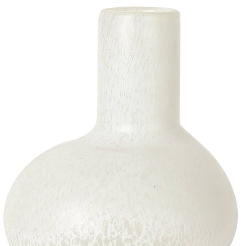 12" White Mottled Handblown Glass Table Vase - 6.89