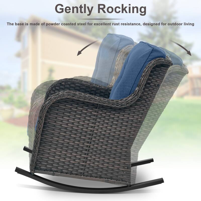 Gymojoy 5-Piece Outdoor Wicker Patio Furniture with 3 Seat Sofa, Rattan Coversation Set with Water Resistant Thick Cushions