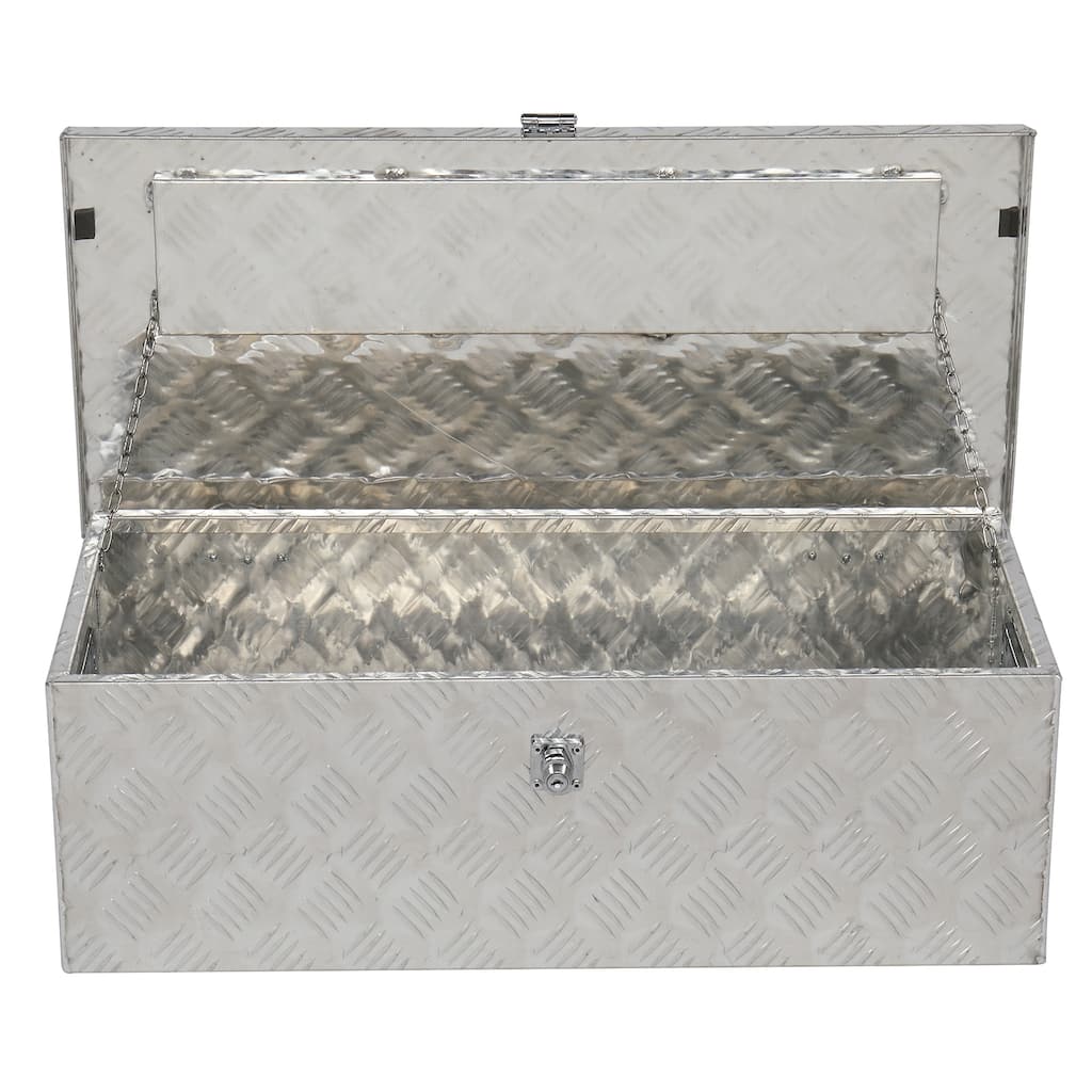 30" Elegant 5-Strips Pattern Aluminum Tool Box Silver