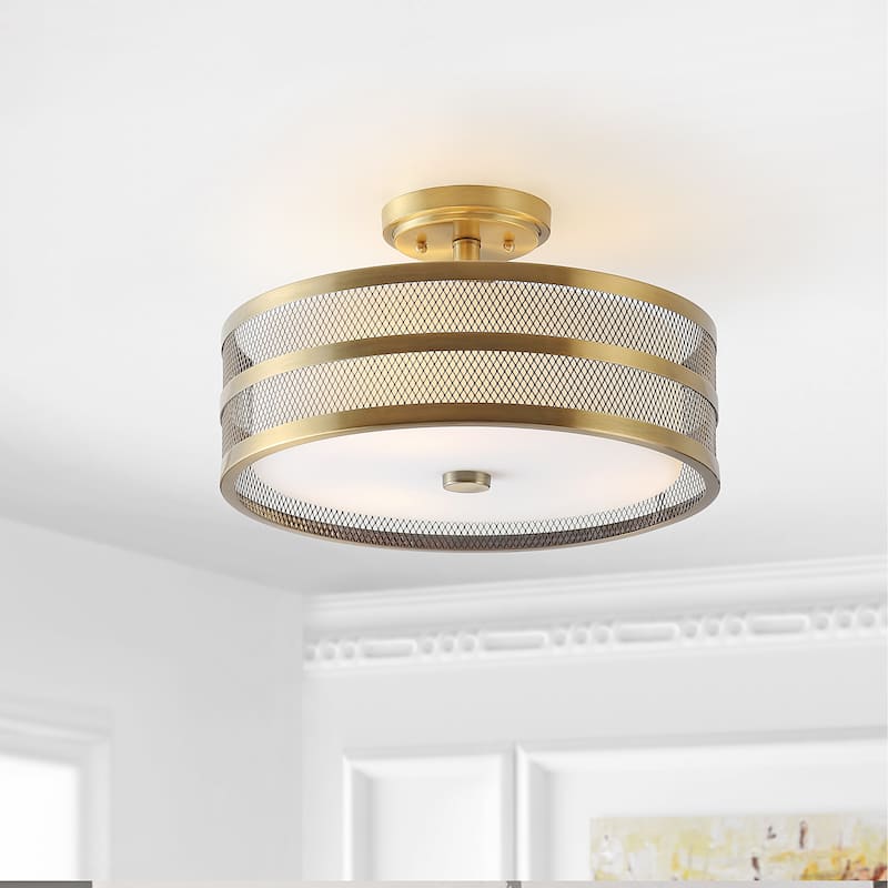 SAFAVIEH Lighting Greta 3-light Veil Gold Ceiling Light - 15.75"x15.75 "x9.625"