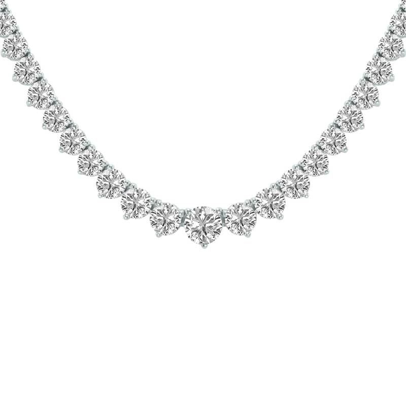 Marquee 15 Carat TW Graduated Lab Grown Diamond Tennis Necklace in 14K White Gold
