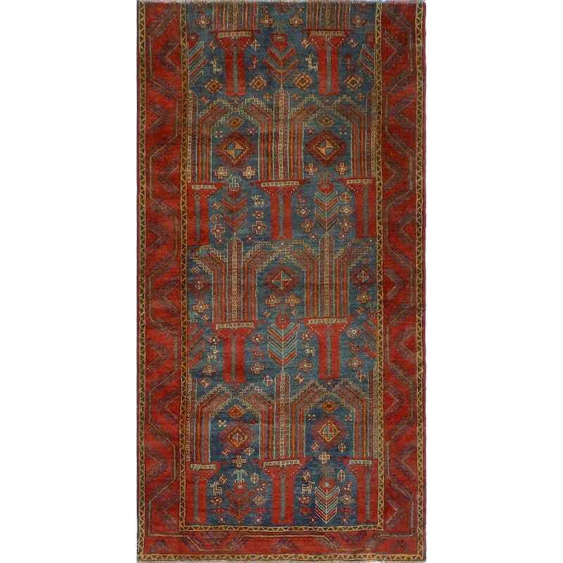 Fine Vintage Distressed Maryanne Navy/Red Rug - 3'6" x 6'11"