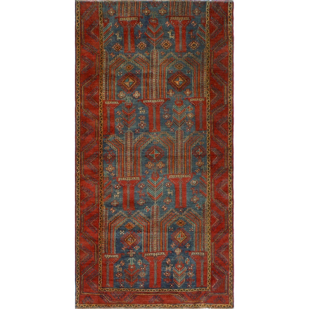 Fine Vintage Distressed Maryanne Navy/Red Rug - 3'6" x 6'11"