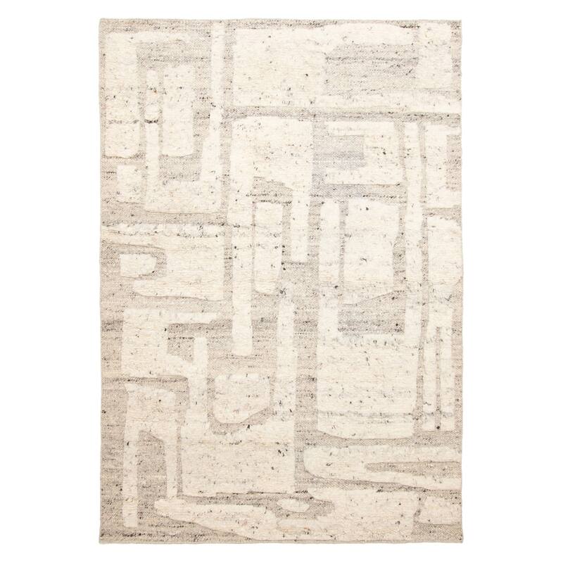 ECARPETGALLERY Hand-knotted Tangier Cream Wool Rug - 5'3 x 7'7