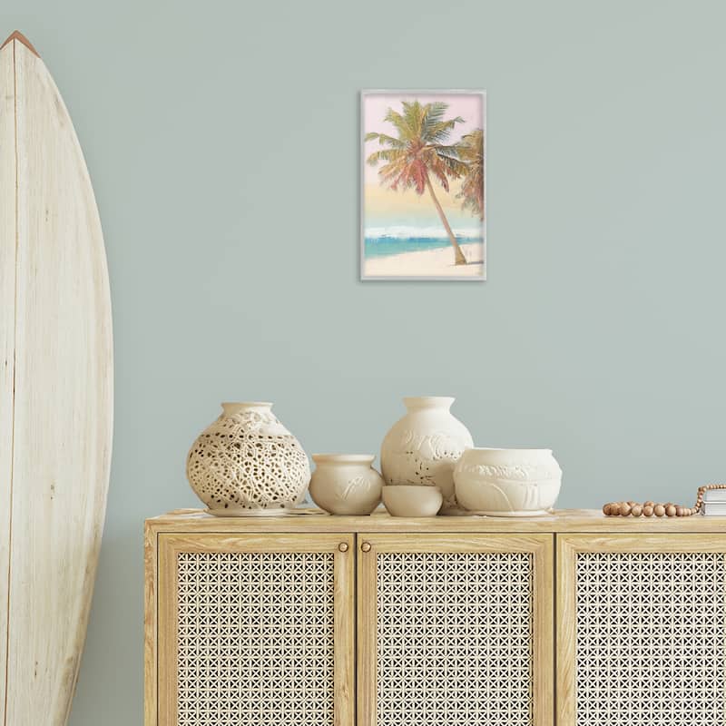 Stupell Pastel Gradient Beach Scene Framed Giclee Art Design By Amber Sterling