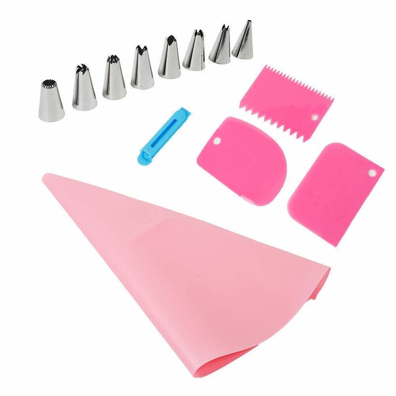 14 Pcs Cake Decorating Set with Flower Piping Nozzles Bed Bath