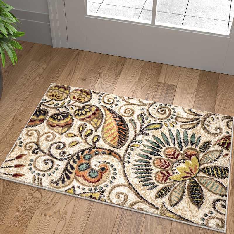Caprice Mid-Century Modern Floral Indoor Area Rug - 2' x 3' - Ivory