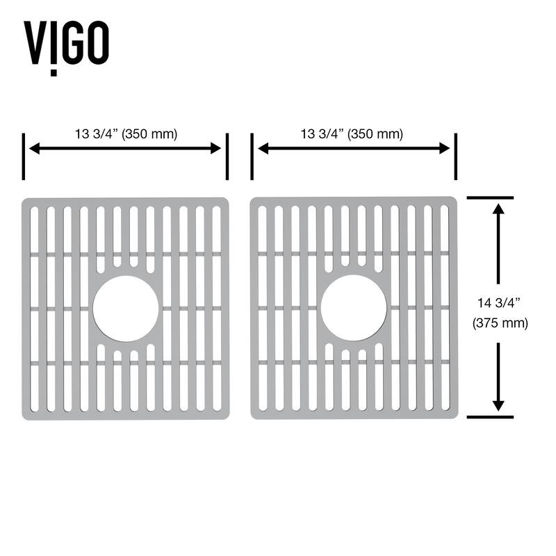 VIGO 15" L X 14" W Silicone Protective Bottom Grid for Kitchen Sink in Gray