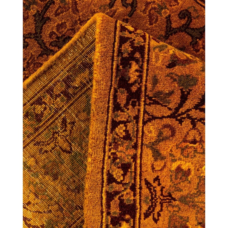 Overton Hand Knotted Wool Vintage Inspired Modern Contemporary Overdyed Gold Area Rug - 2' 8" x 4' 10"