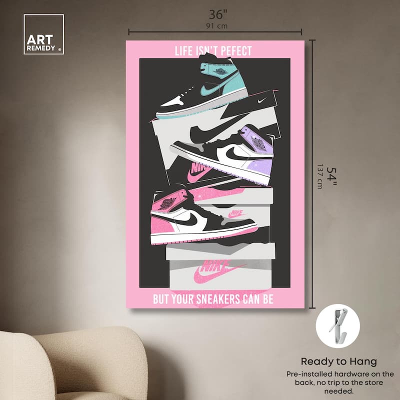 Pastel Big Sneaker Stack Canvas by Art Remedy, Gallery Wrapped