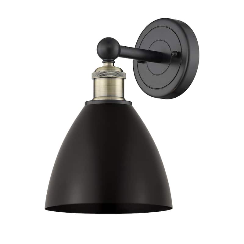 Innovations Lighting 616-1W-12-8 Metal Bristol Sconce Metal Bristol - Black Antique Brass / Matte Black