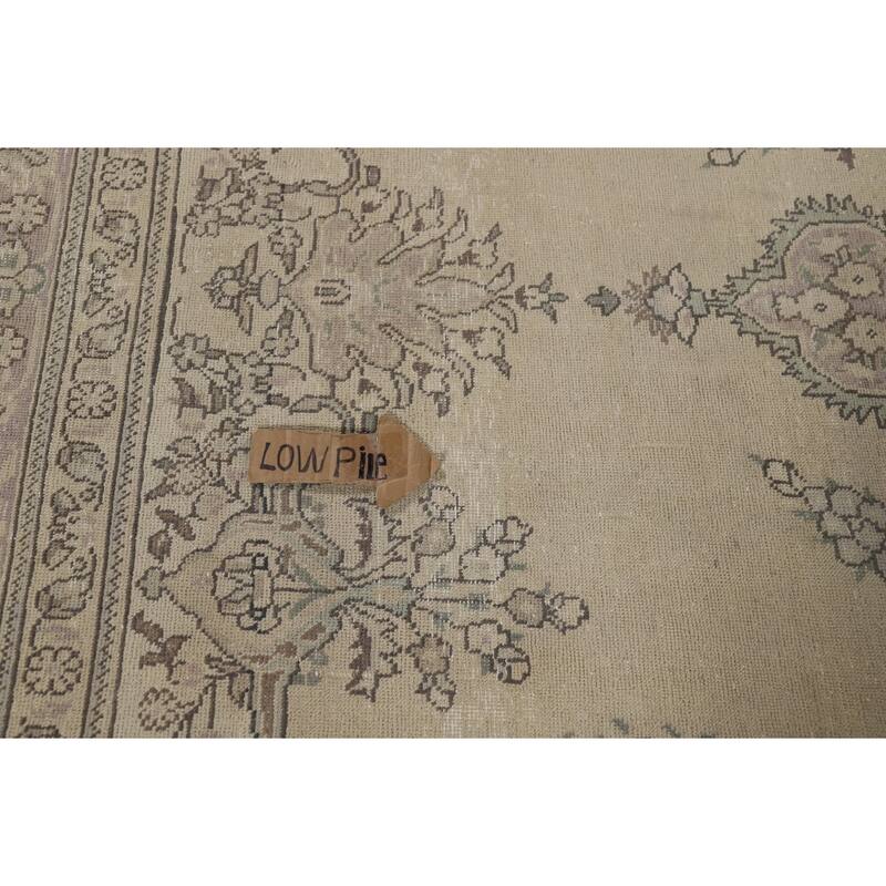 Distressed Tabriz Vintage Persian Rug Handmade Bedroom Wool Carpet - 9'4" x 12'11"