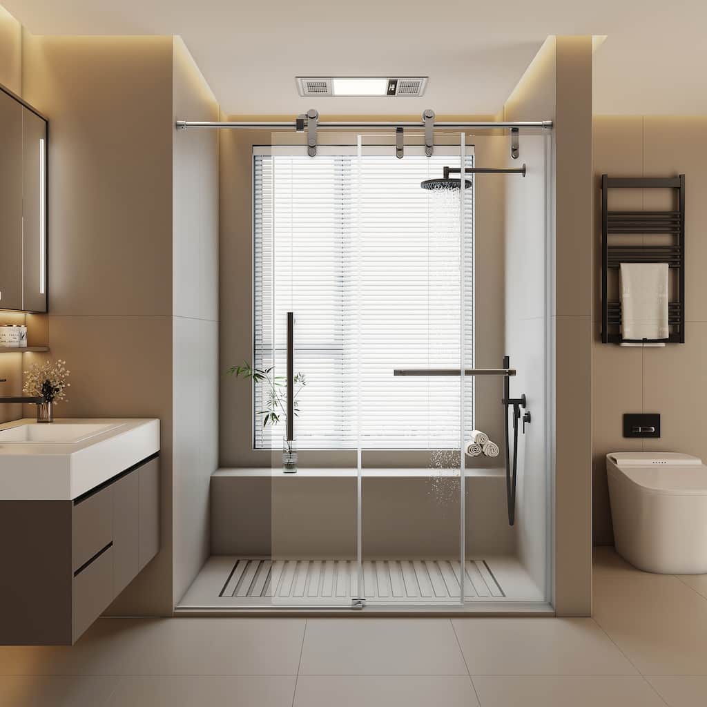 60" W X 76" H Double Sliding Frameless Shower Door