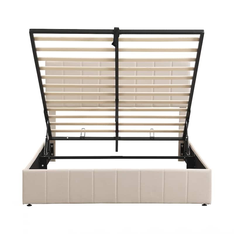 Queen size Upholstered Platform bed with a Hydraulic Storage System