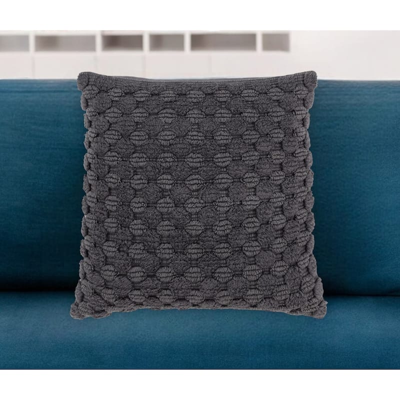 HomeRoots 20" Charcoal Cotton Throw Pillow With Texture - Accent - Polyester