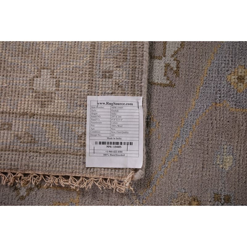 Earth Tone Oushak Indian Area Rug Handmade Transitional Wool Carpet - 8'0"x 9'9"