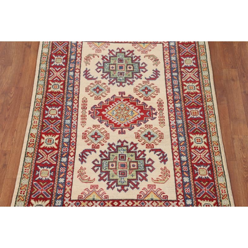 Kazak Foyer Rug Hand-Knotted Wool Carpet - 3'2" x 5'2"