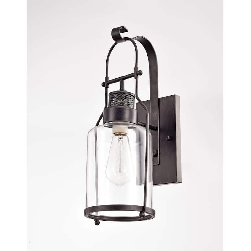 Belinda Antique Black Finish Rustic Wall Sconce Lantern